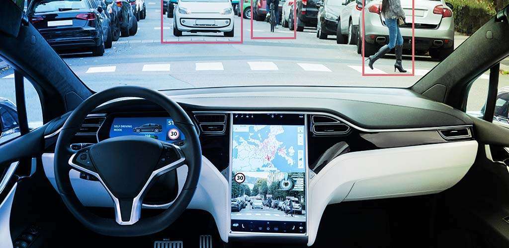 The inside of an electric car.