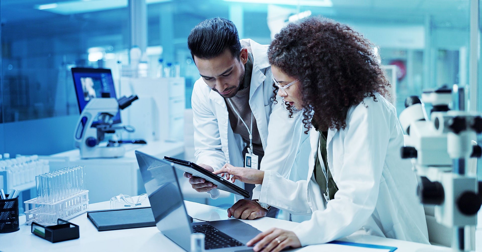 biologics lab workers
